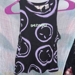 H&M Black and Purple Smiley Tank Top